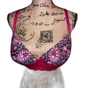 Youmita 40DDD Paisley Print Floral Lace Racerback Bra NWT